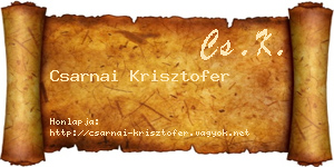 Csarnai Krisztofer névjegykártya